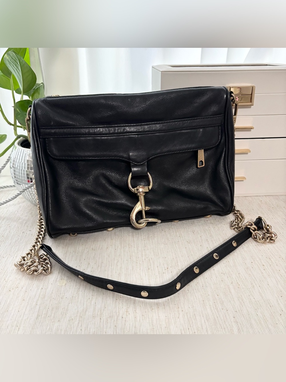 Rebecca Minkoff Mac Black Leather Crossbody Bag Large